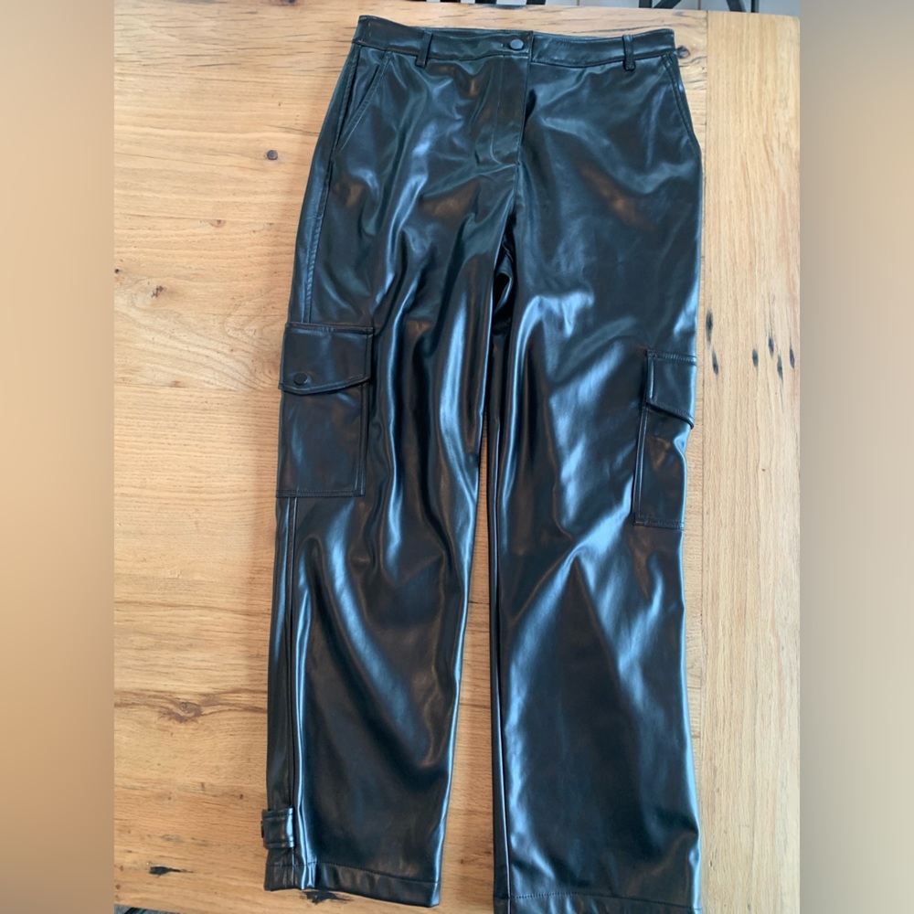 Bailey 44 Cargo Moto‎ Faux Leather Pants Black Women’s 10 NWT